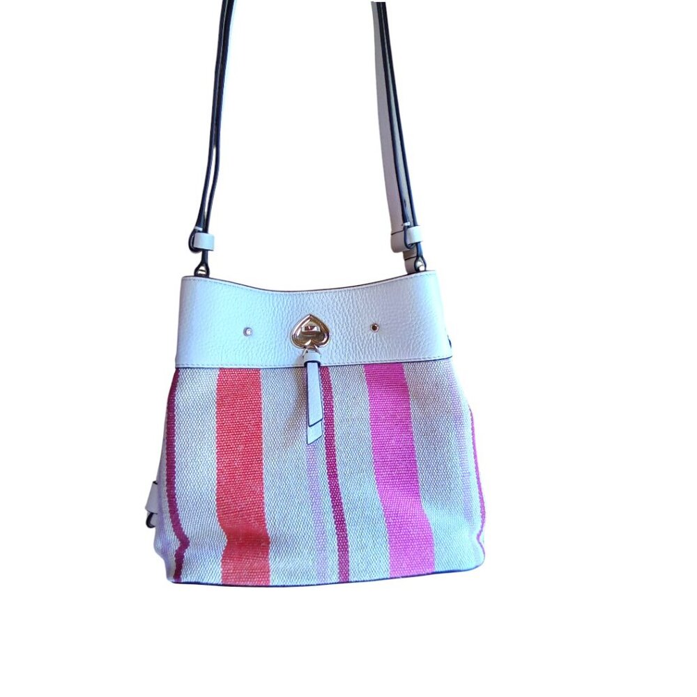 Kate Spade NEW Marti Canvas & Leather Striped Bucket Bag $359 - Picture 2 of 8